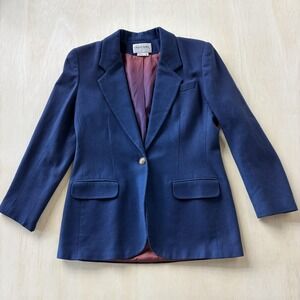 Urban Wool Merino Blazer Jacket Womens 8 Blue Wool Lined Career Workwear Office